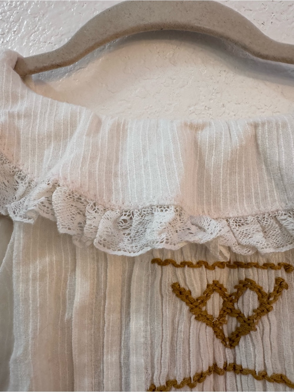 NWT Free People Cream Ruffle Collar Embroidered Sleeveless Mini Babydoll Dress - Picture 13 of 15